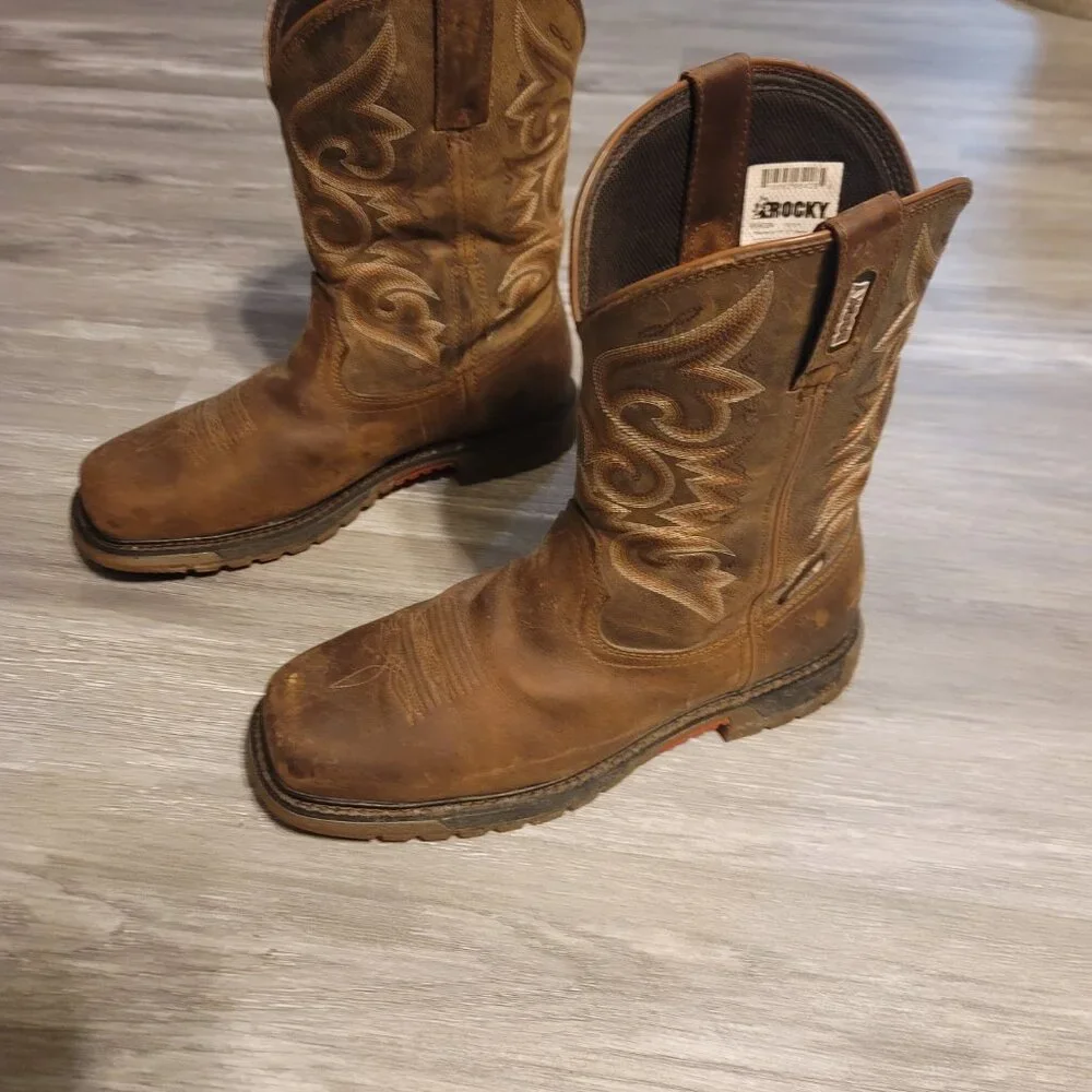 Rocky Ride FLX Women’s Brown Square Toe Boots - Size 9.5 - Picture 2 of 6